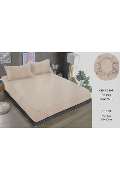 Unicorn Concept Bed cover set with elastic and 2 pillowcases, 180x200 cm, Cream