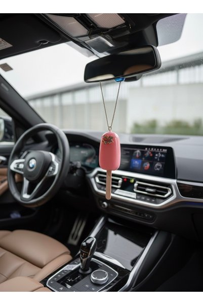 senfida Pink Magnum Ice Cream Candy Ice Cream Pink Rearview Mirror Ornament Realistic Ice Cream Rearview Mirror Ornament