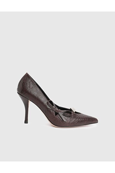 İLVİ Dario Genuine Leather Brown Women's Heeled Shoes