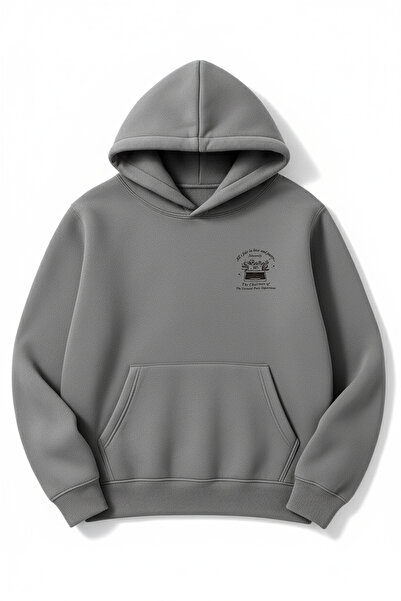 Altair Tr قصة فضفاضة سويت شيرت داكتيلو مطبوع بغطاء رأس باللون الرمادي الدخاني للجنسين