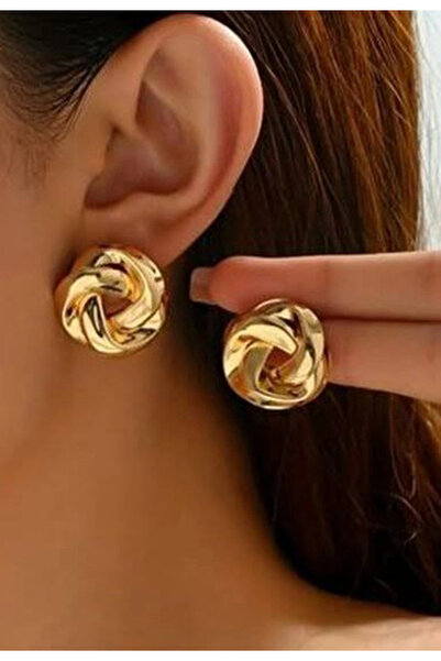 naaksesuar Gold Color Detailed Hoop Model Earrings