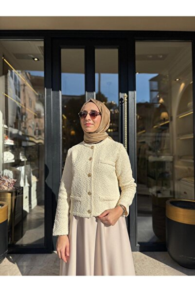 TERZİ DÜKKANI Td4601 Verona Textured Women's Cardigan White