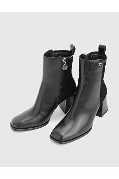 İLVİ Jona Genuine Suede Leather Black Women's Heeled Boots