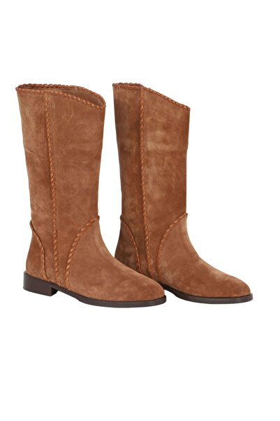 Bueno Shoes Tan Suede Women's Flat Boots 30Wc25567