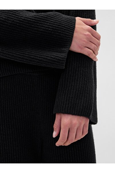 GAP Kadın Siyah CashSoft Shaker Örgü Turtleneck Kazak