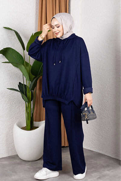 Moda MSK Σετ δύο τεμαχίων Modal Fabric Navy Blue oversized