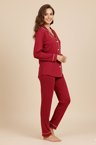 vory Women's Modal Shirt Collar Buttoned 2-Piece Pajama Set Vr.Pa30.T01.Y11.1X