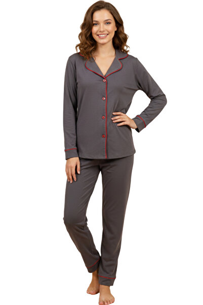 vory Women's Modal Shirt Collar Buttoned 2-Piece Pajama Set Vr.Pa30.T01.Y11.1X