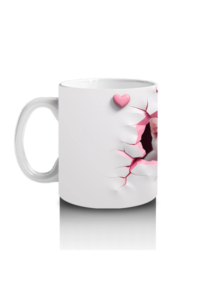 Wisdom Rain Double Cat Figure in Pink Heart Pattern – Printed Mug