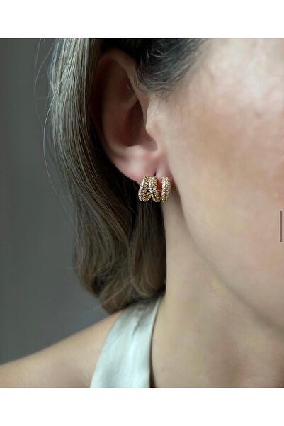 staınless steel Zircon Stone Coil Steel Earrings