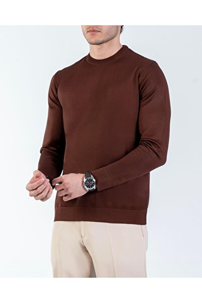 TerziAdemAltun Italian Style S Slim Fit Crew Neck Knitwear Sweater Tile T14500