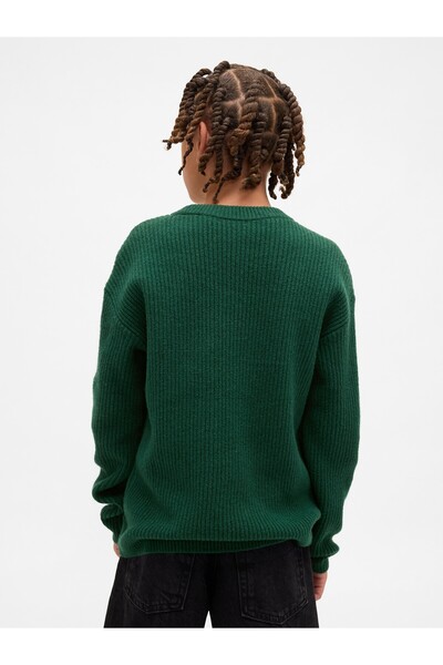 GAP Erkek Çocuk Yeşil CashSoft Relaxed Bisiklet Yaka Kazak