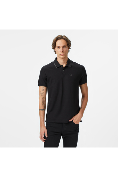Calvin Klein Refined Pique Tipped Classic Erkek Siyah Polo