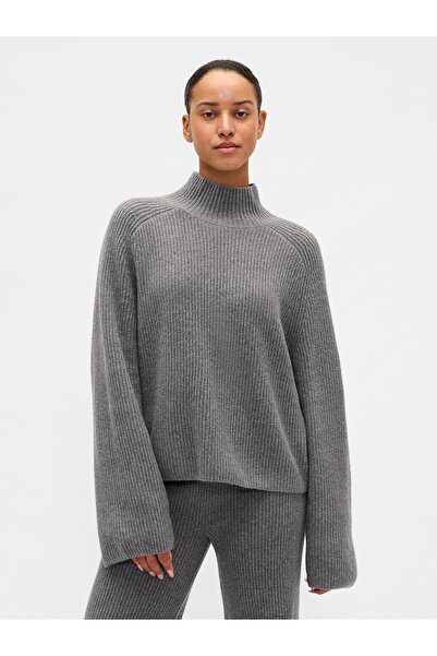 GAP Kadın Gri CashSoft Shaker Örgü Turtleneck Kazak