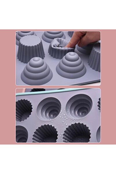 cc bin shihon Silicone cupcake and muffin mold with metal frame, 12 multi-shaped cavities