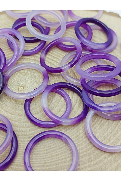 Yasamtohumu Agate Stone Thin Size Ring – Foggy Purple Variegated – 3mm Thickness (59984) - Price Is for 1 Piece of Ring