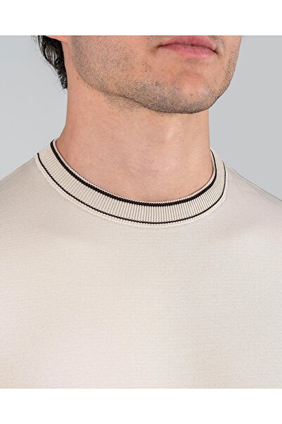 TerziAdemAltun Italian Style S Slim Fit Crew Neck Knitwear Sweater Stone T14504