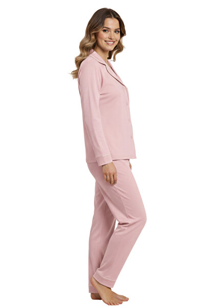 vory Women's Modal Shirt Collar Buttoned 2-Piece Pajama Set Vr.Pa30.T01.Y11.1X