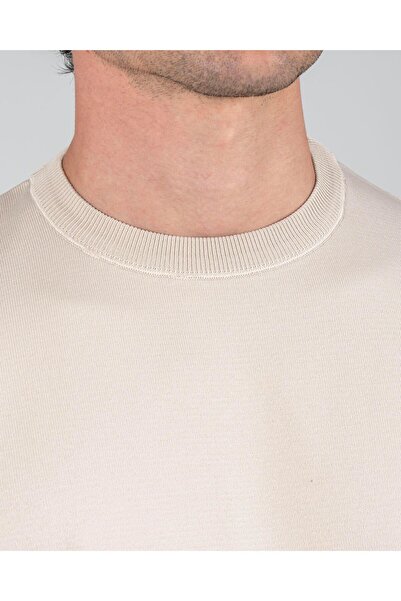 TerziAdemAltun Italian Style S Slim Fit Crew Neck Knitwear Sweater Stone T14495