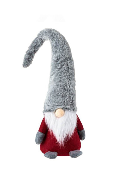 So Iconic Сірий штучний хутряний капелюх Декоративний новорічний ельф / 42 см Новорічний декор у вигляді подарунка
