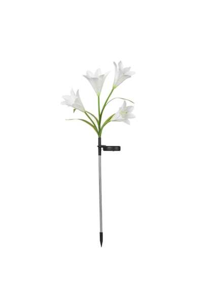 GIMASE Lampă solară decorativă, tip crin cu 4 flori, 80 cm, lumină caldă, mul...