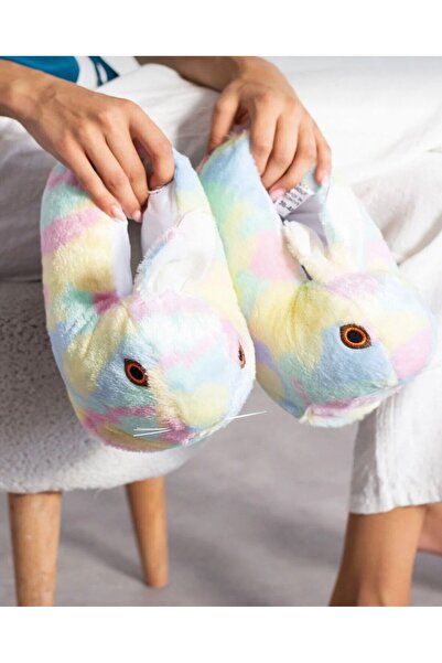 Ems Plush Sleeves with Rabbit Figures Home Slippers Unisex