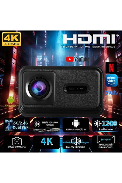 chimon New 13 Projeksiyon Cihazı 4K Görüntü - Wifi Bluetooth Destekli Dahili ...