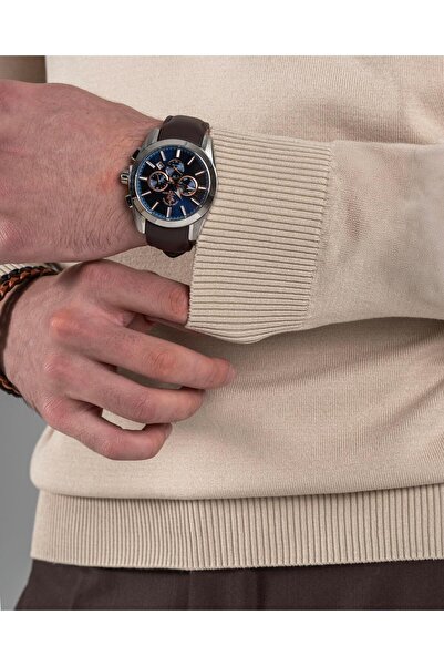 TerziAdemAltun Italian Style S Slim Fit Men's V-Neck Knitwear Sweater Beige T8737