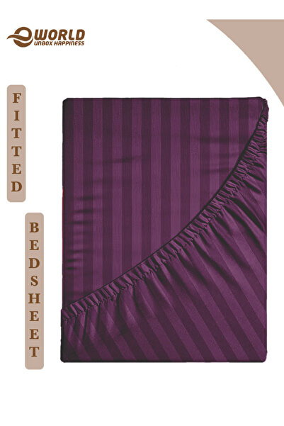 Eworld Single Size Striped Microfiber Fitted Bedsheet, Deep Pocket,Breathable...