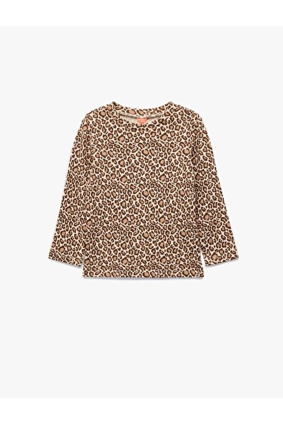 Koton Baby Girl Lepoar Patterned Long Sleeve Crew Neck Cotton T-Shirt (Aw 25)