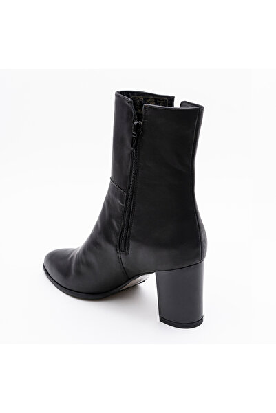 VAGAM Black Genuine Leather Ankle Boots with Zipper