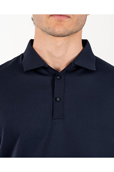 TerziAdemAltun Italian Style S Slim Fit Polo Neck Knitwear Sweater Navy Blue T14518