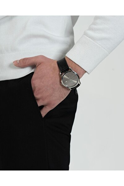 TerziAdemAltun Italian Style S Slim Fit Men's Crew Neck Knitwear Sweater Ecru T13119