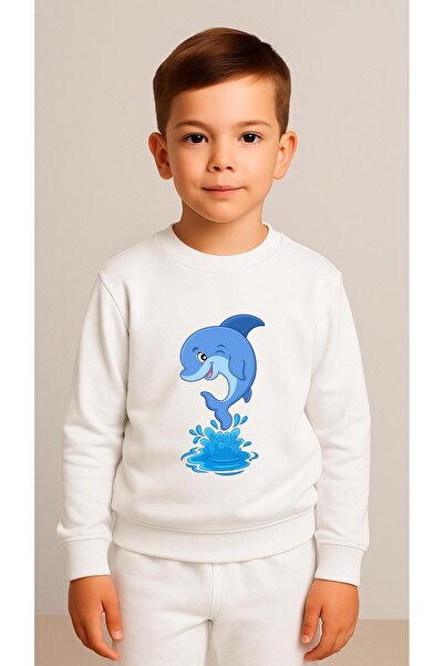 playwear Детски комплект суичър с щампа  "скачащ кит " за момичета и момчета,...