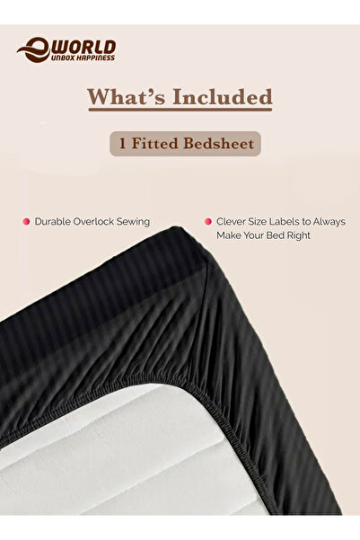 Eworld Single Size Striped Microfiber Fitted Bedsheet, Deep Pocket, Breathable & Washable