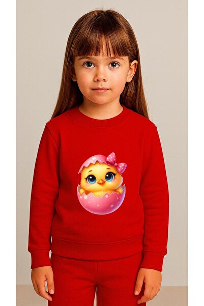 playwear Παιδικό Φούτερ Σετ ΡΟΖ CHICK με στάμπα για κορίτσια και αγόρια, με λ...