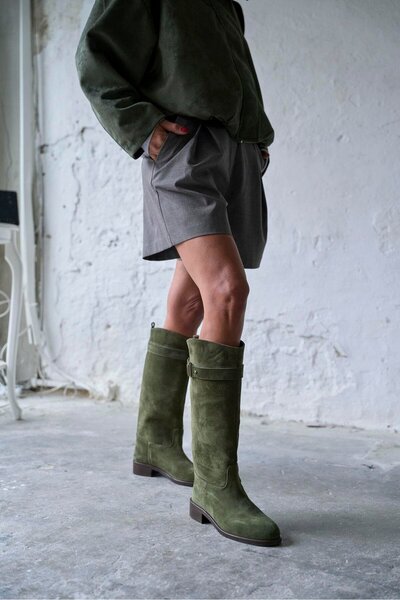 PELİN'İN AYAKKABILARI MODLİNG HAKİ SÜET ÇİZME