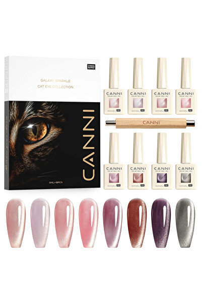Canni 8 Renk Cat Eye Kedi Gözü Uv Led Kalıcı Oje + Çift Taraflı Magnet 13031AK