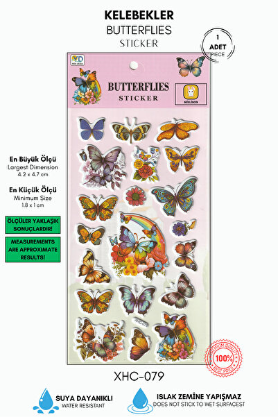 Mielibon Vintage Çiçekli Kelebek Sticker Seti – Kabartmalı Premium Tasarım