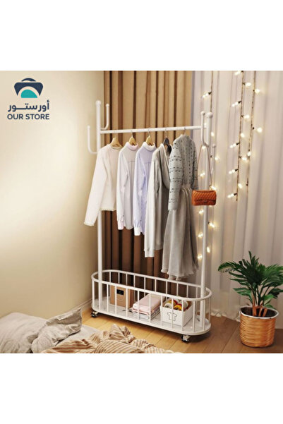 Generic Clothes rack with bottom storage basket and wheels