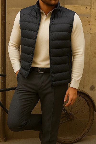 comstar Men's Winter Sleeveless Trendy Lined Smoked Puffer Vest