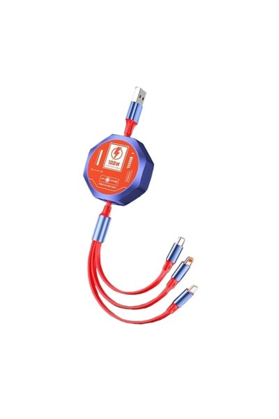 DAMUR Retractable 3-in-1 Cable for Phone, 100W Fast Charging Cable, Mecha Sty...