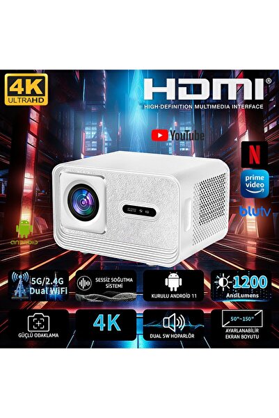 chimon New 13 Projeksiyon Cihazı 4K Görüntü - Wifi Bluetooth Destekli Dahili ...
