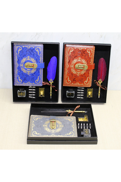 MEKs Encrypted Leather Notebook and Dip Pen Set