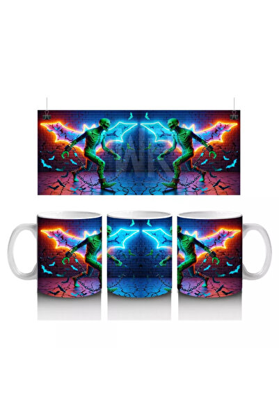 Wisdom Rain كوب مطبوع عليه رسومات الهالوين الملونة مع شخصية ساحرة راقصة بتأثي...