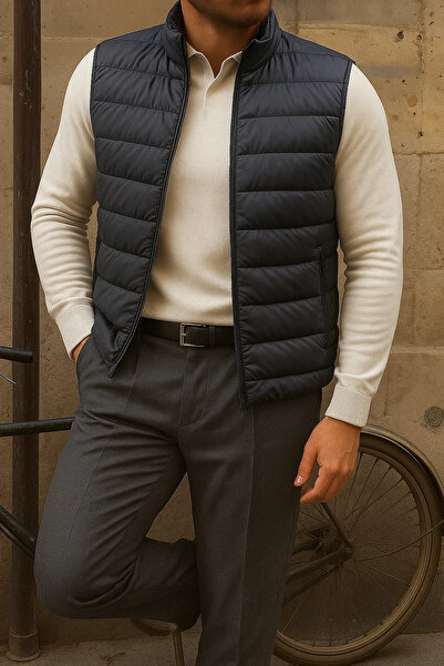 comstar Men's Winter Sleeveless Trendy Lined Smoked Puffer Vest