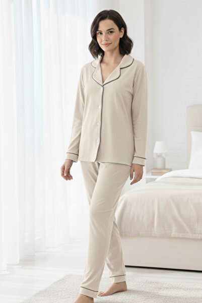 vory Women's Modal Shirt Collar Buttoned 2-Piece Pajama Set Vr.Pa30.T01.Y11.1X