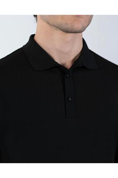 TerziAdemAltun Italian Style S Slim Fit Polo Neck Knitwear Sweater Black T14515