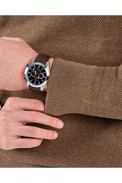 TerziAdemAltun Italian Style S Slim Fit Men's Crew Neck Knitwear Sweater Brown T13136