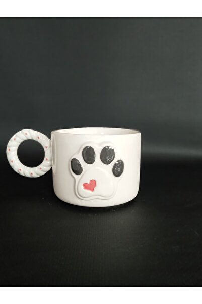 Zümrüdüanka Seramik Paw Embossed Handmade Ceramic Mug